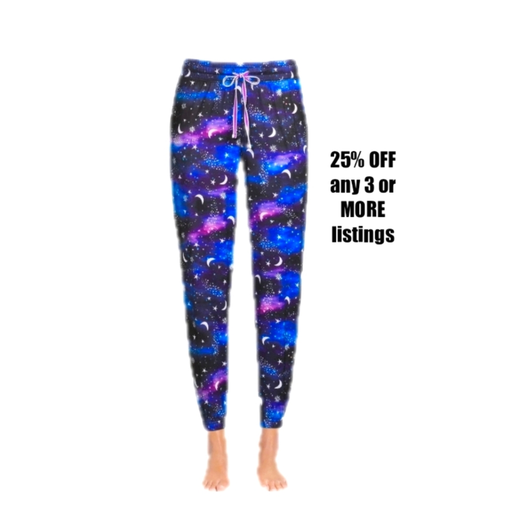 Jogger Pants 2X Plus Size Loungewear Sleep Sleepwear Moon Stars Night Sky Galaxy